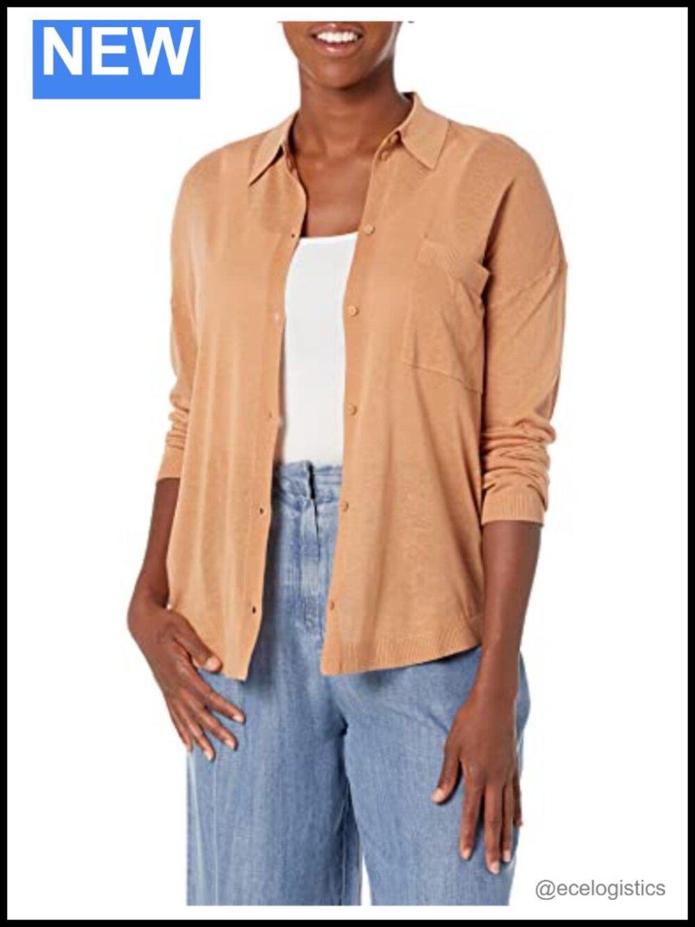 Sheer Knitted Cardigan Button Front Long Sleeve